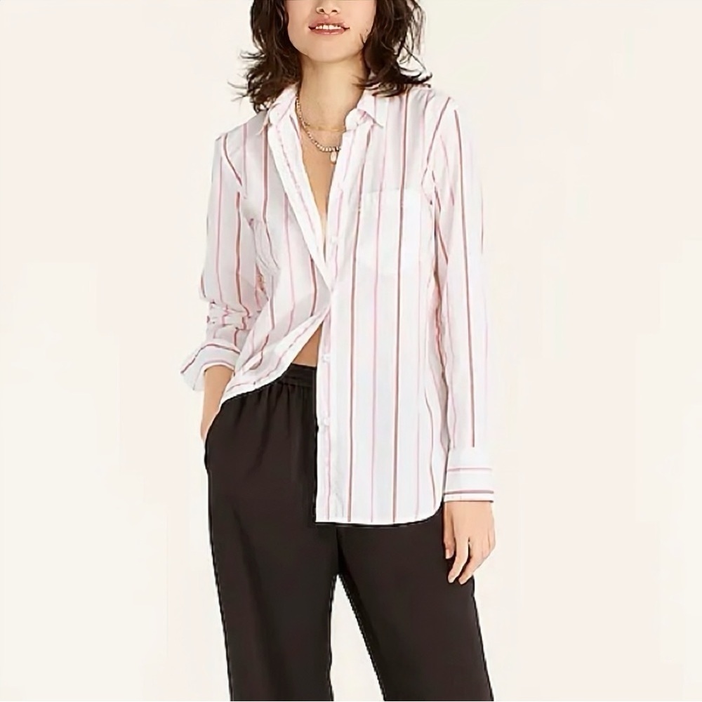 J. Crew ‘Classic-Fit Washed Cotton Poplin Shirt’ in “Candy Stripe” Size 4
